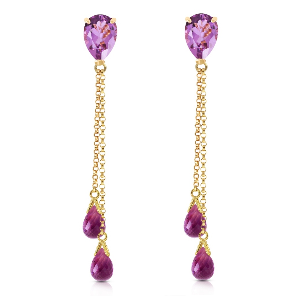14K. SOLID GOLD CHANDELIER EARRING WITH AMETHYSTS - Picture 2 of 4